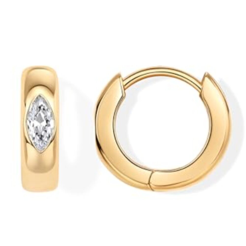 14K Gold White Gold Posts Chunky